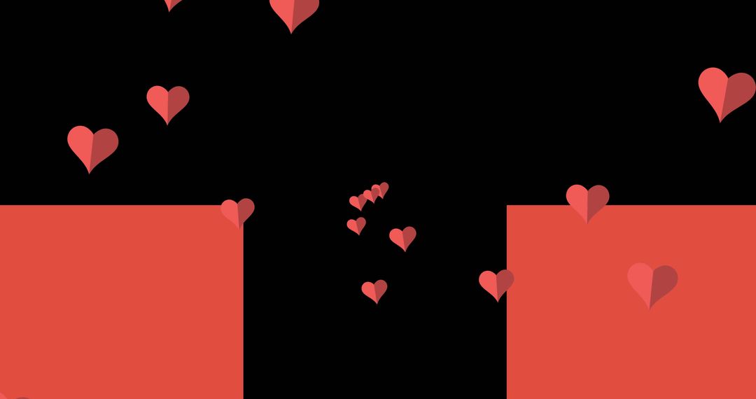 Floating Red Hearts on Minimalistic Black and Red Background