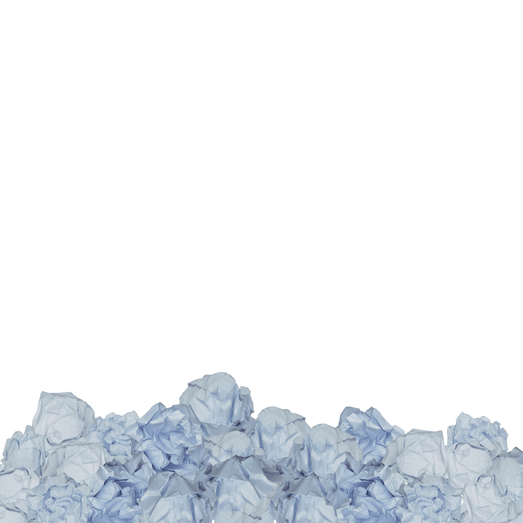 Crumpled White Paper on Transparent Background