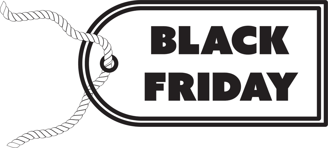 Transparent Black Friday Label Tag with Rope Design