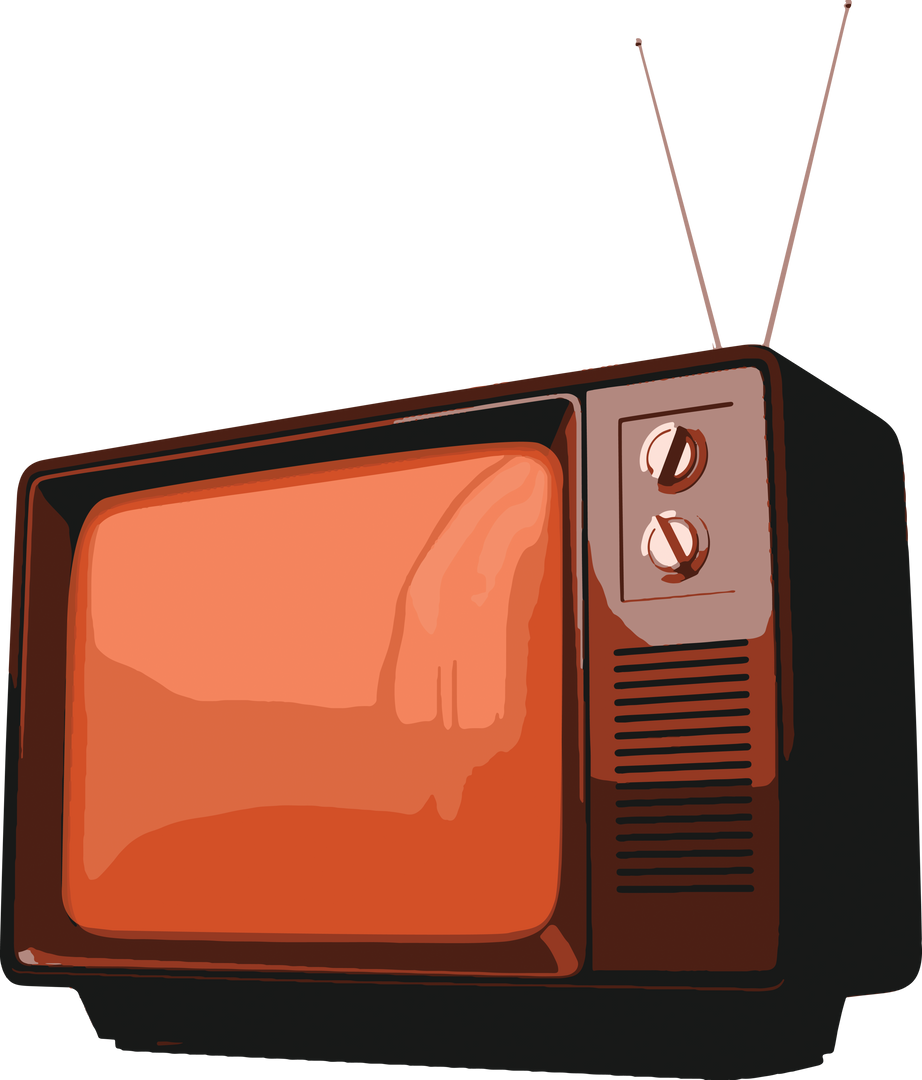 Vintage Orange TV with Antenna on Transparent Background - Download Free Stock Images Pikwizard.com