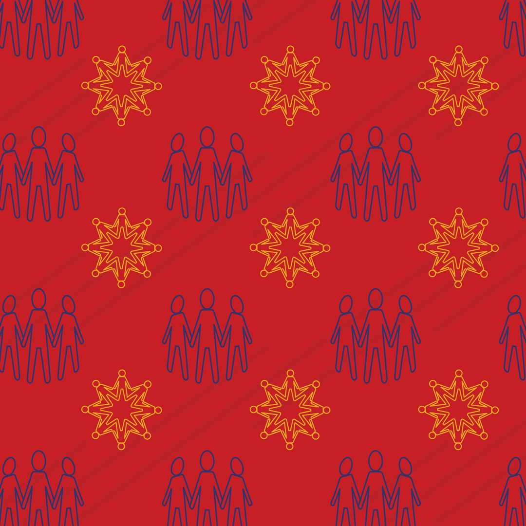 Geometric Human Figures and Star Pattern on Transparent Vector