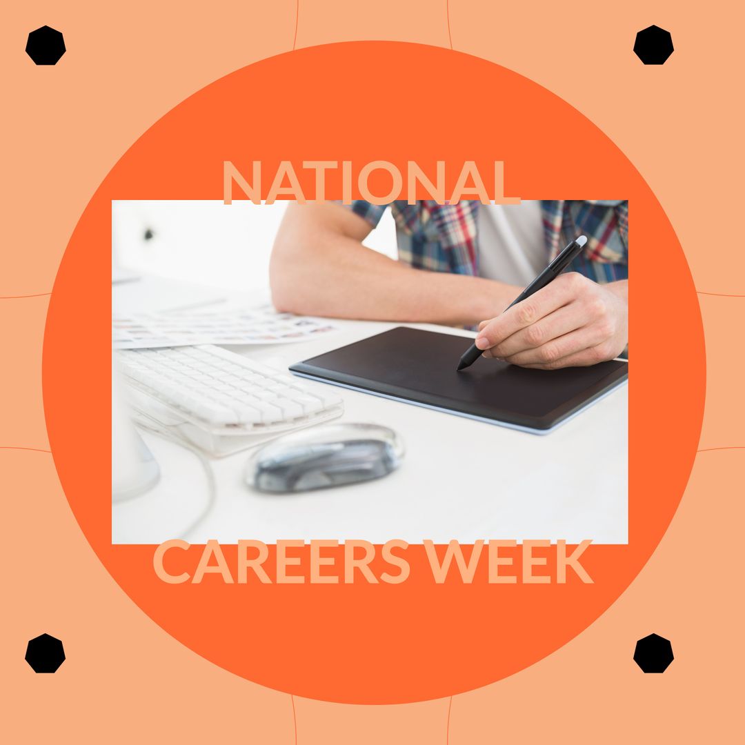 National Careers Week Graphic Designer Using Tablet - Download Free Stock Templates Pikwizard.com