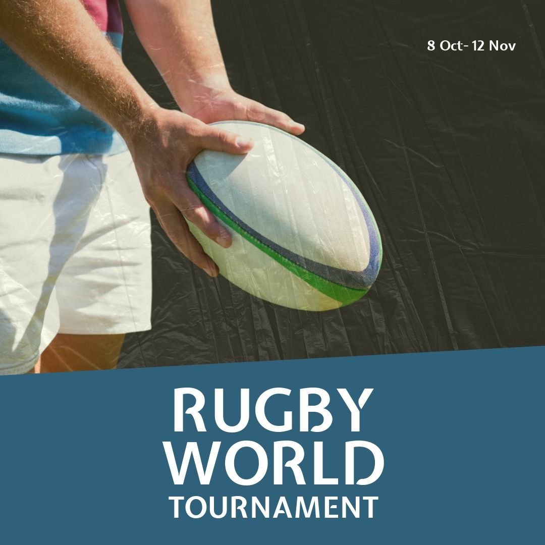 Rugby World Tournament Advert with Caucasian Player Holding Ball - Download Free Stock Templates Pikwizard.com