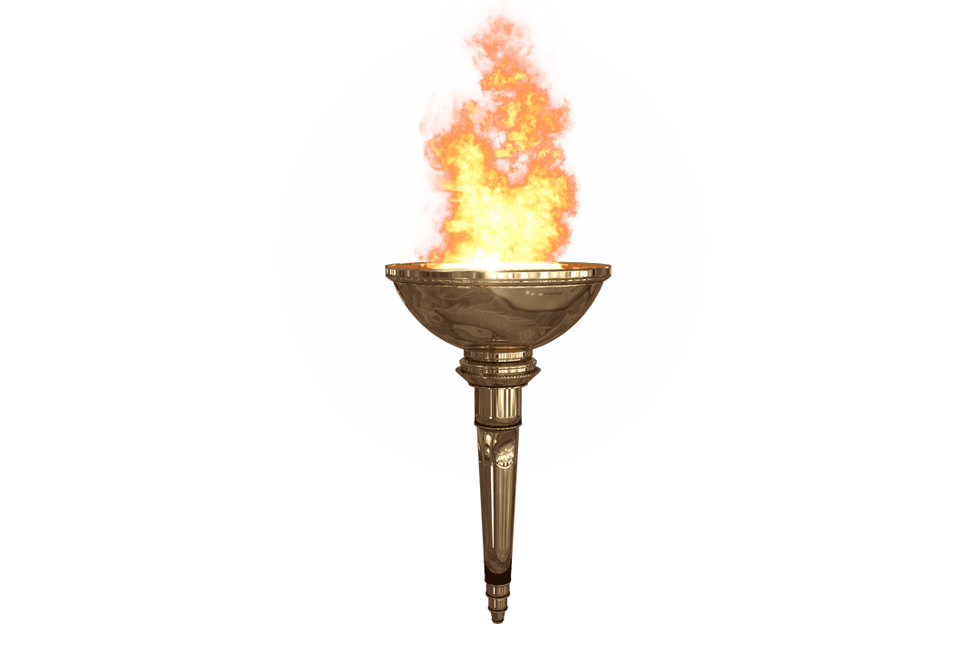 Burning Torch on Transparent Background Representing Olympic Spirit