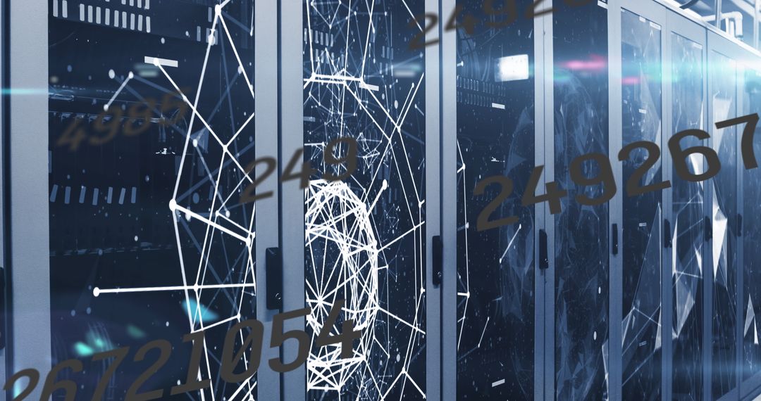 Network Connections Visualized Across Gleaming Server Units