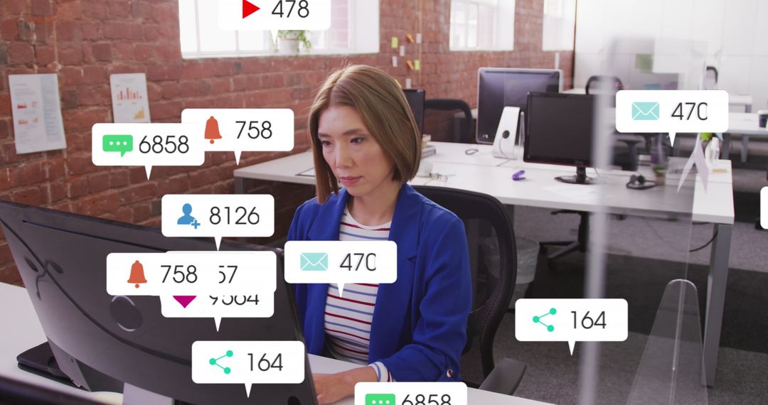 Office Worker Multitasking with Social Media Notifications