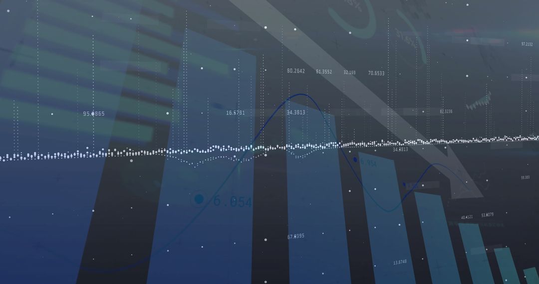 Abstract Analytics Dashboard with Blue Bars and Line Graph