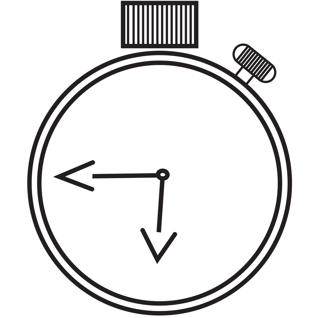 Monochrome Stopwatch Icon on Transparent Background