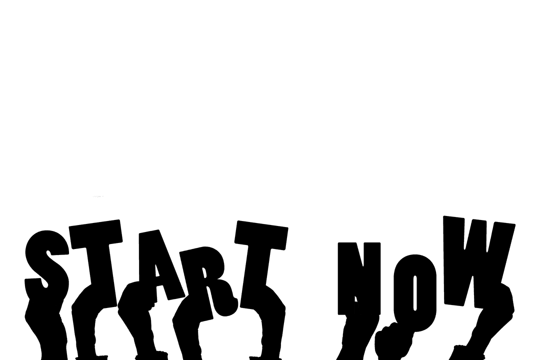 Silhouette Hands Holding 'Start Now' Text on Transparent Background