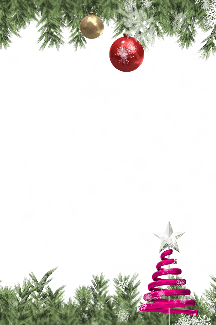 Transparent Christmas Frame with Festive Decor Elements