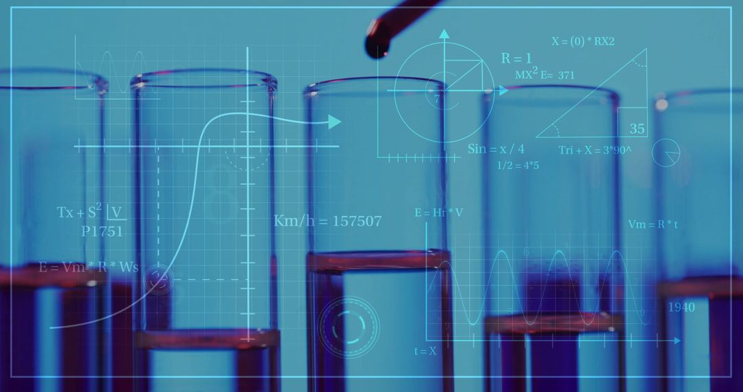 Digital Data Overlaid on Laboratory Test Tubes for Science and Research