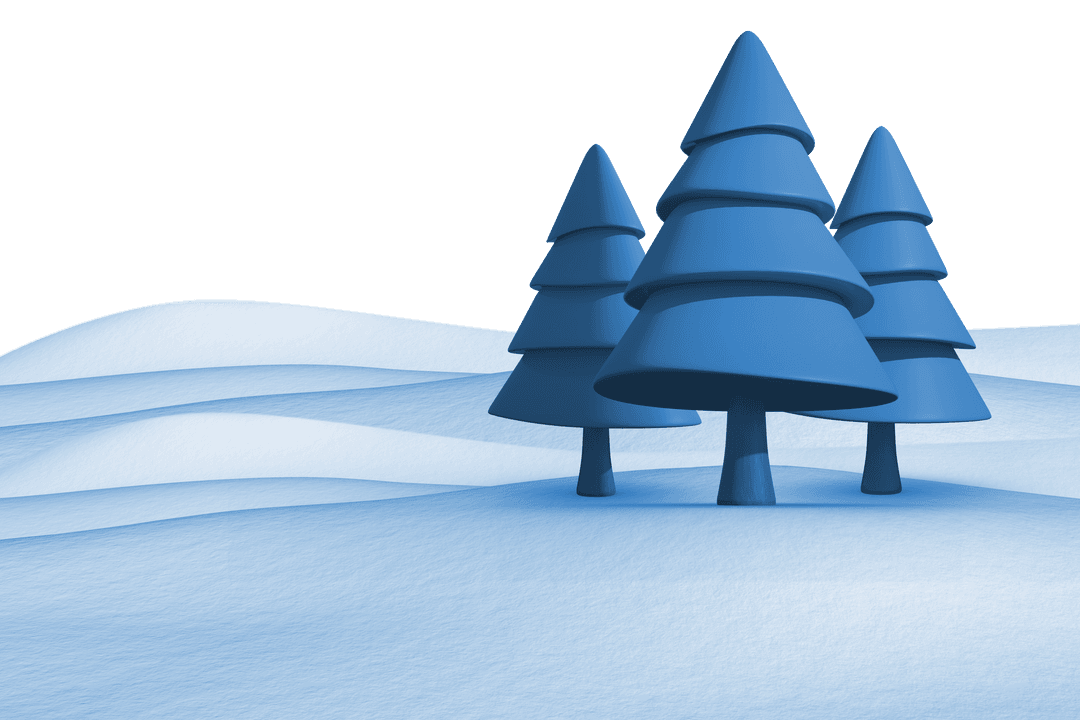 Geometric Fir Trees on Snowy Landscape with Transparent Background
