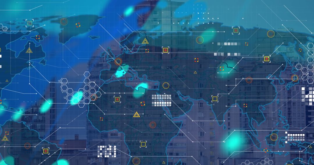 Global Business and Financial Data Over Cityscape Integration