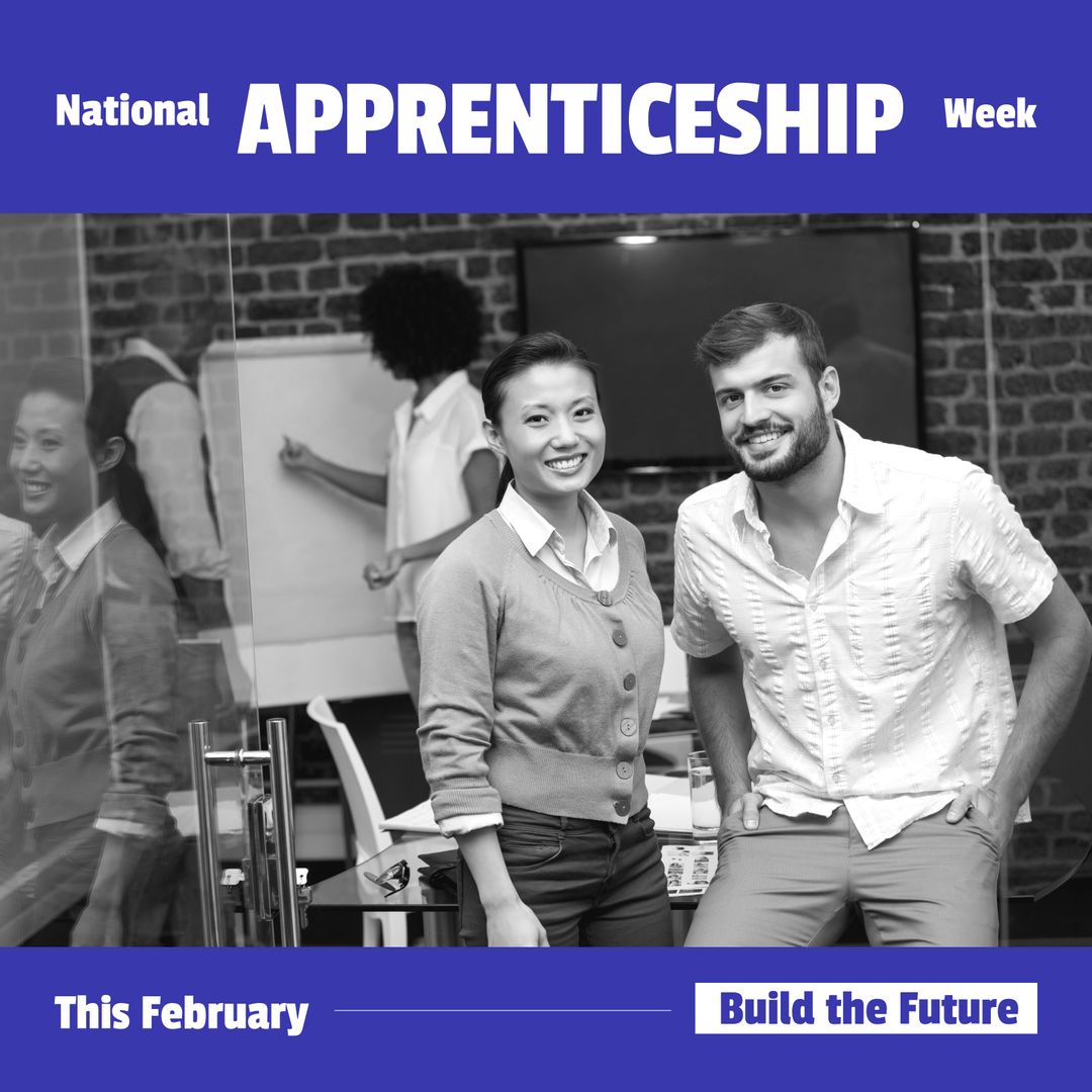 Smiling Young Professionals in Office During Apprenticeship Week