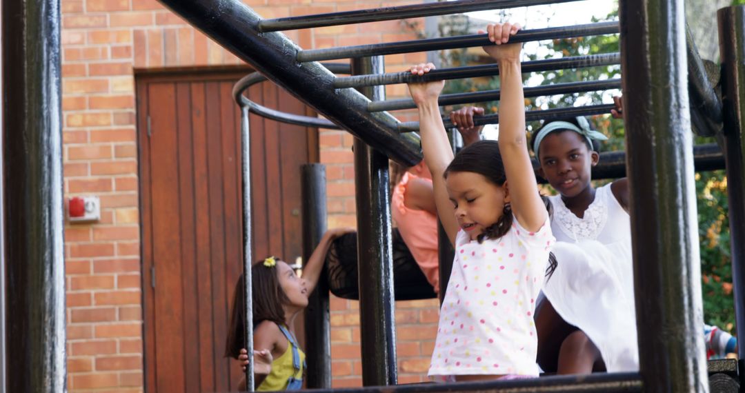 Children Playing on Monkey Bars in Playground on Sunny Day - Free Images, Stock Photos and Pictures on Pikwizard.com