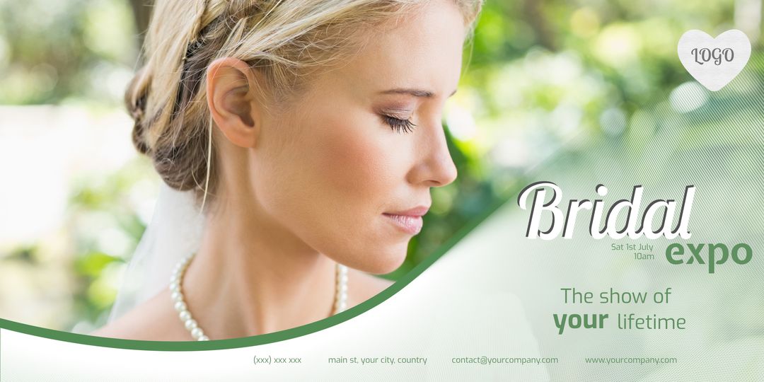 Elegant Bridal Expo Advertisement with Contemplative Bride - Download Free Stock Templates Pikwizard.com