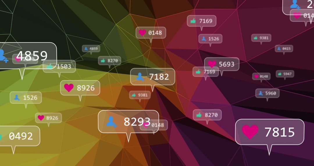 Floating Social Media Icons with Abstract Geometric Background