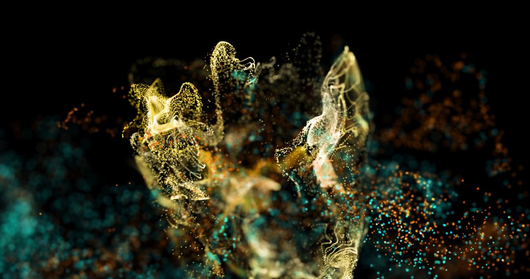 Dynamic Abstract Particle Clouds on Dark Background