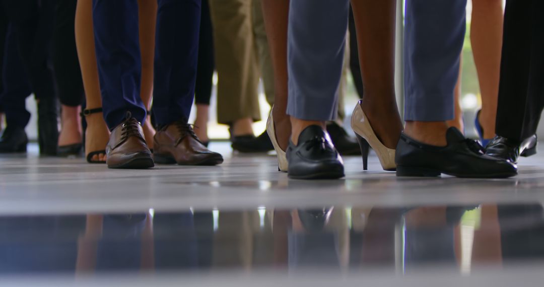 Business Professionals Standing in Queue at Seminar