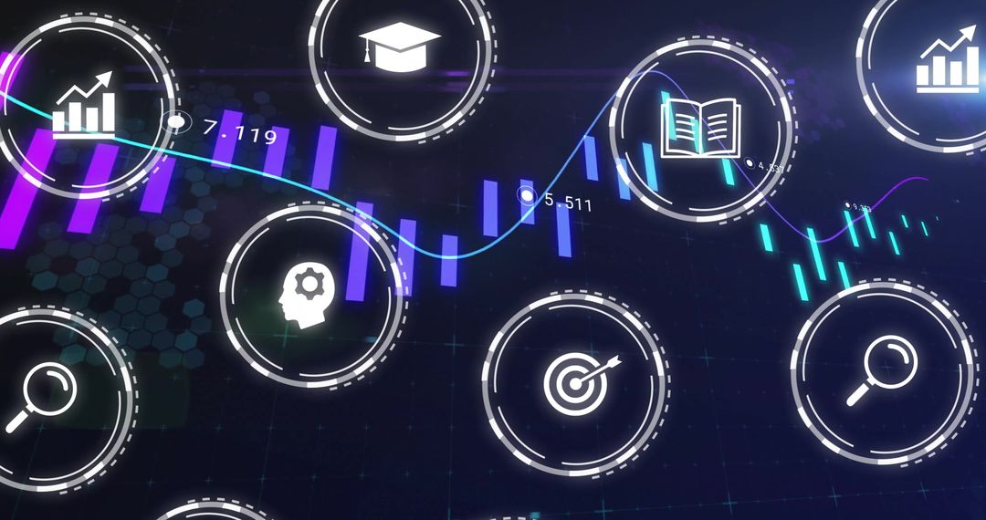 Digital Financial Data with Business and Analytics Icons
