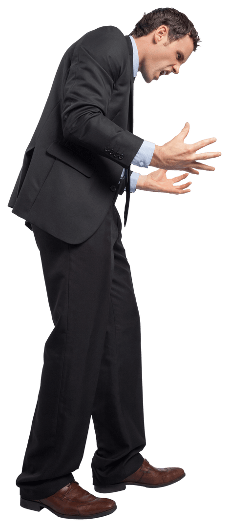 Angry Businessman Yelling on Transparent Background