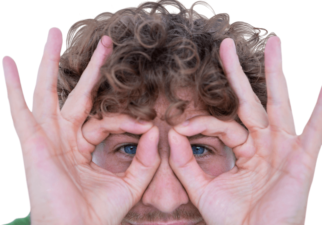 Man Making Silly Face with Transparent Background