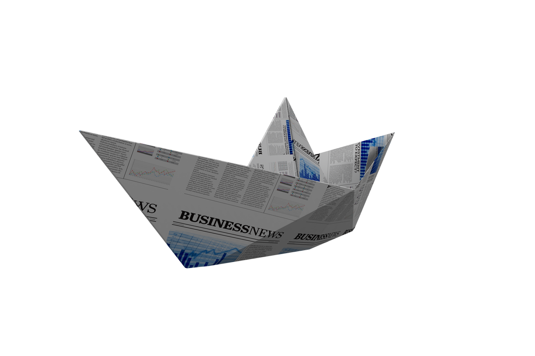 Transparent Origami Boat Folded from Business Newspaper - Download Free Stock Images Pikwizard.com