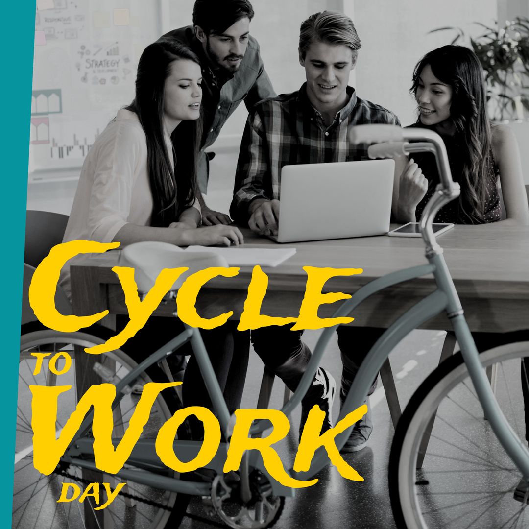 Team Collaboration Promoting Cycle to Work Day in Modern Office