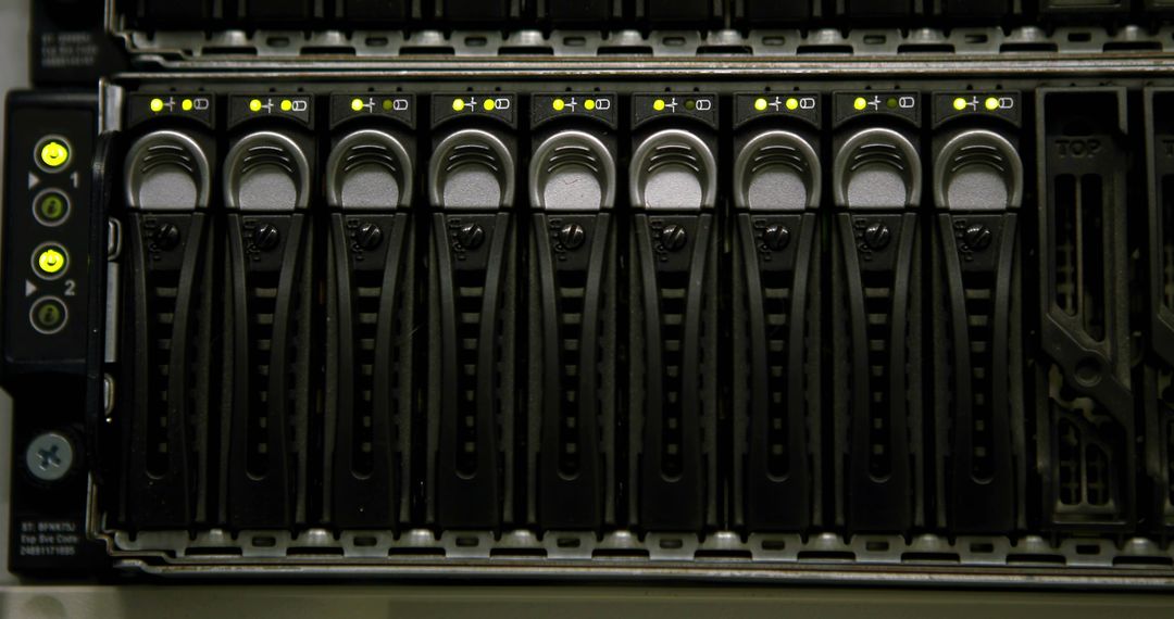 Close-Up of Server Hard Drives in Data Center - Free Images, Stock Photos and Pictures on Pikwizard.com