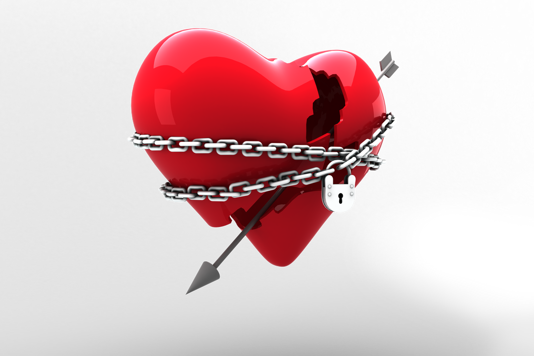 Heart Bound by Chain and Padlock with Arrow on Transparent Background - Download Free Stock Images Pikwizard.com