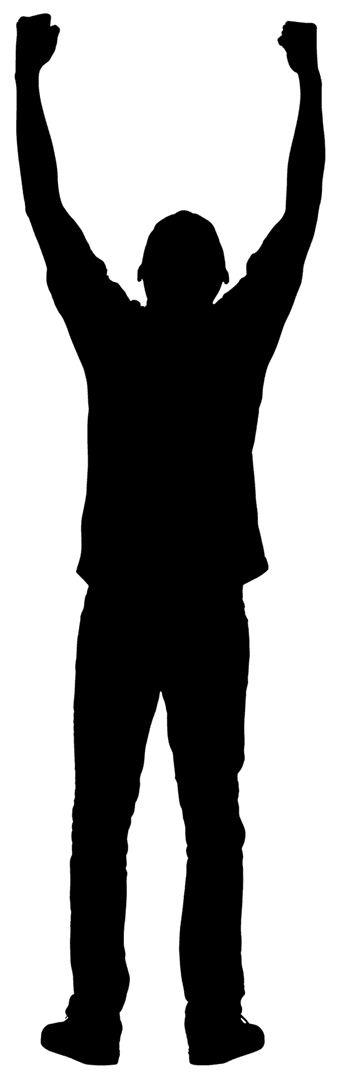 Transparent Silhouette of Man Celebrating Victory