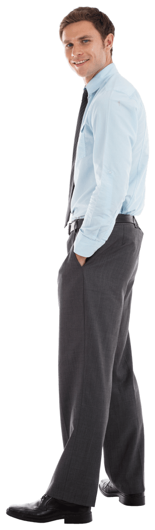 Transparent Confident Businessman Standing Hands in Pockets