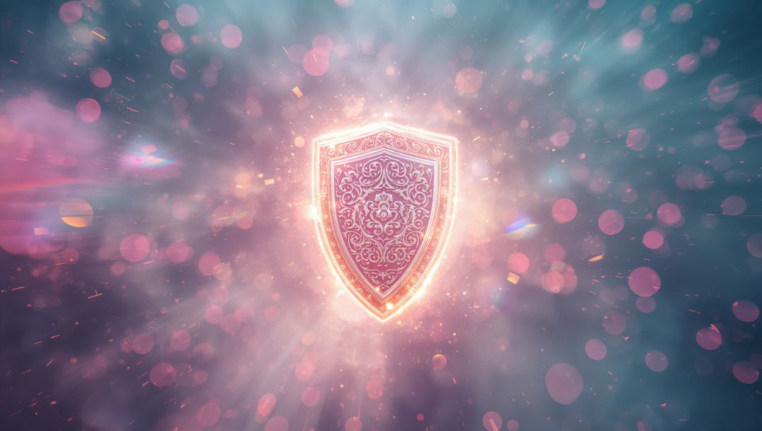 Glowing Ornate Shield in Mystical Digital Space