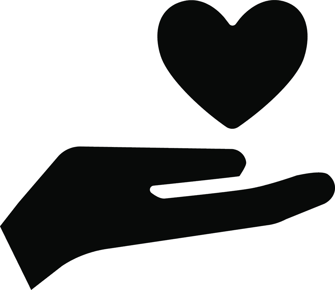 Transparent Black Hand Holding Heart Symbol Illustration
