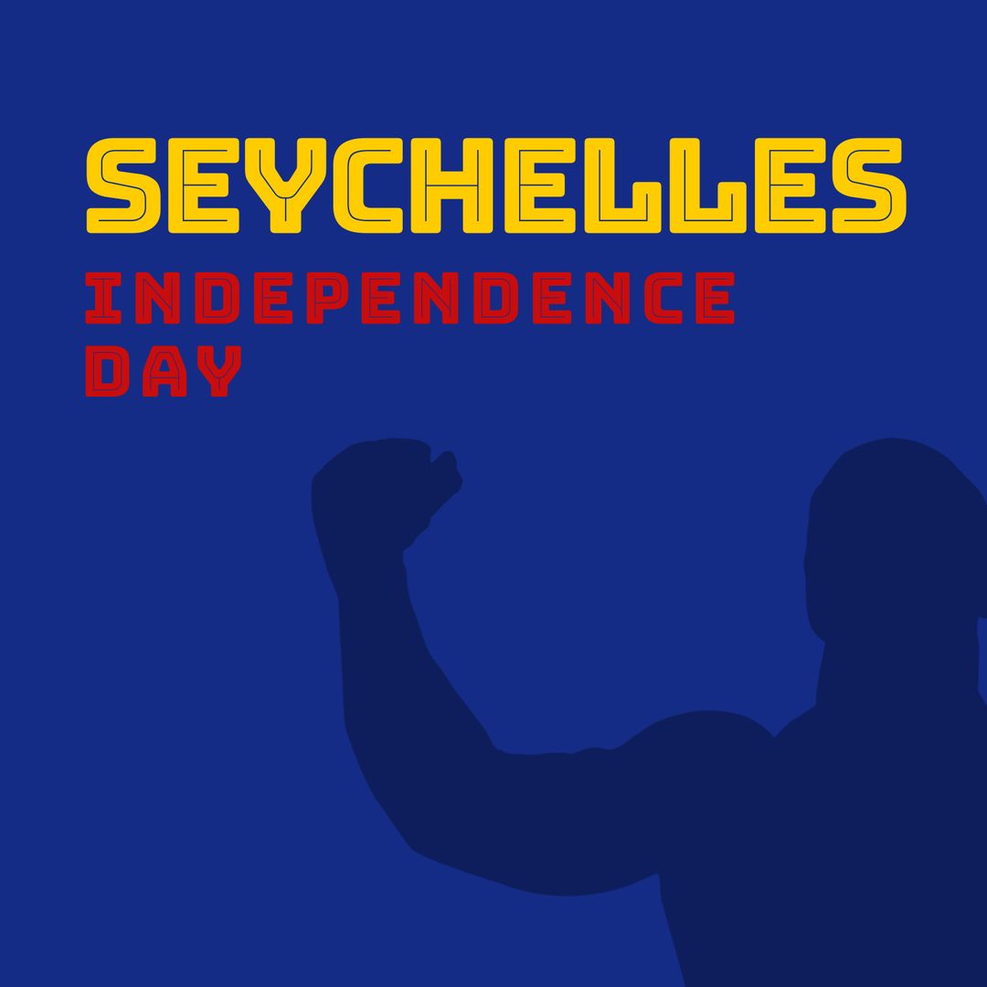 Seychelles Independence Day Celebration Banner with Flexing Pose