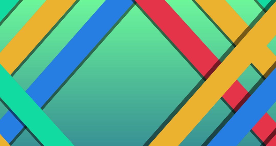 Colorful Diagonal Stripes on Green Background Abstract Pattern