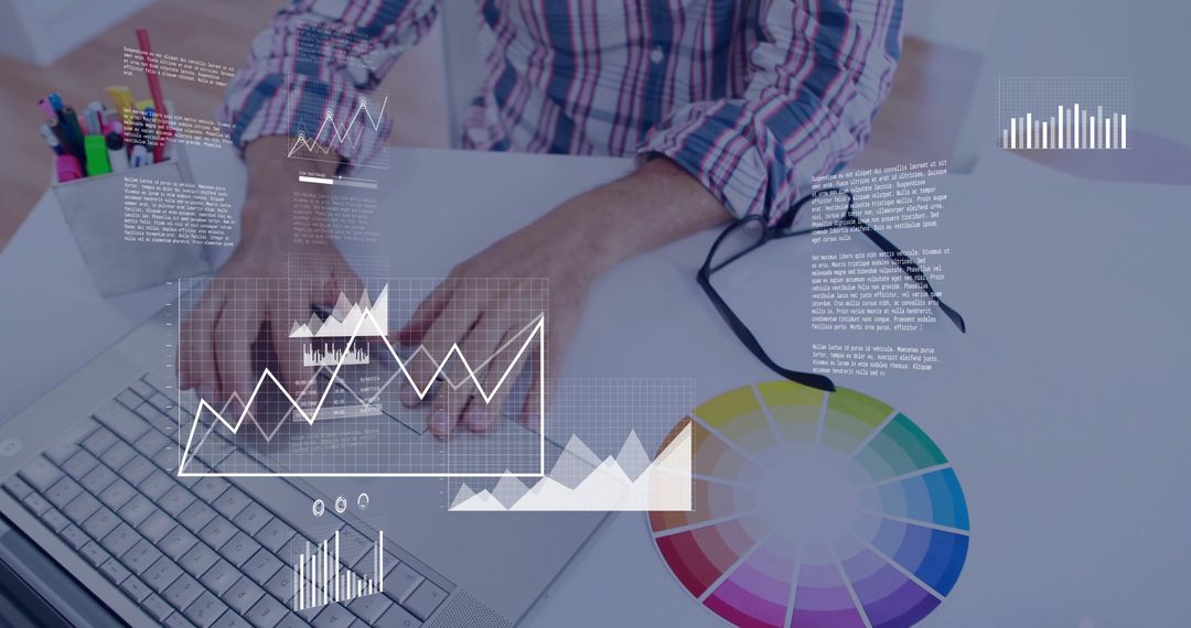 Business Professional Analyzing Data on Laptop with Integrated Charts