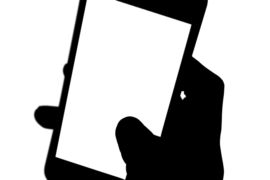 Silhouette of Hand Holding Smartphone on Transparent Background