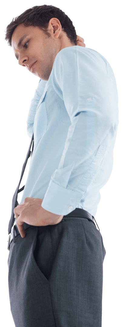 Transparent View Business Man Hand on Head Pensive Posture