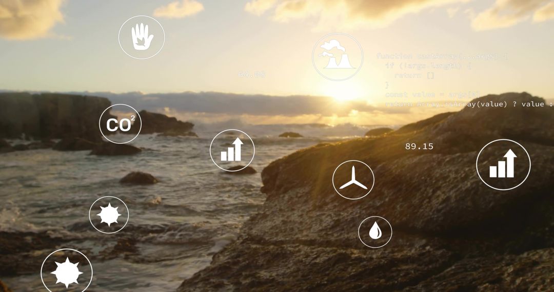 Digital Symbols Enhancing Coastal Dusk Scenery with Environmental Comparisons