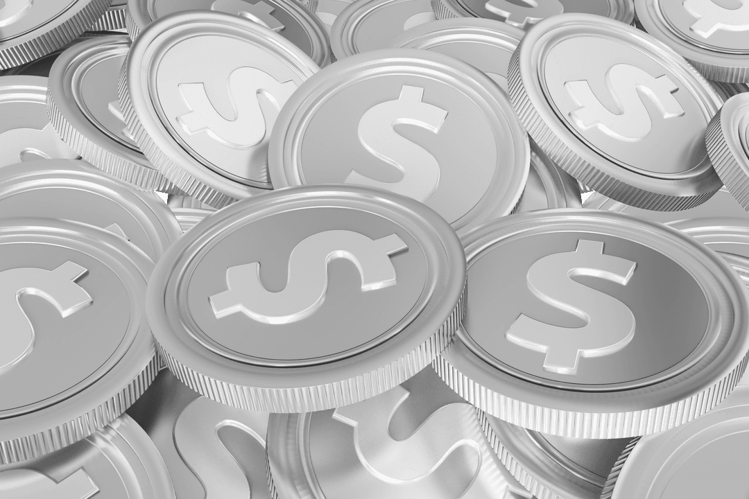 Transparent Stack of Silver Dollar Coins Illustration