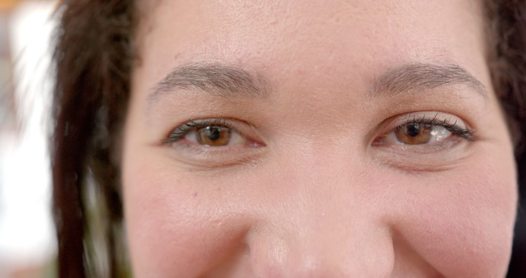 Close-up of Smiling Woman's Eyes and Eyebrows - Free Images, Stock Photos and Pictures on Pikwizard.com