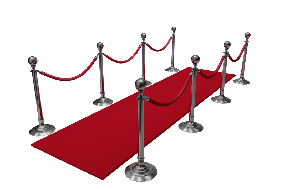 Luxury Red Carpet with Silver Crowd Barriers on Transparent Background - Download Free Stock Images Pikwizard.com