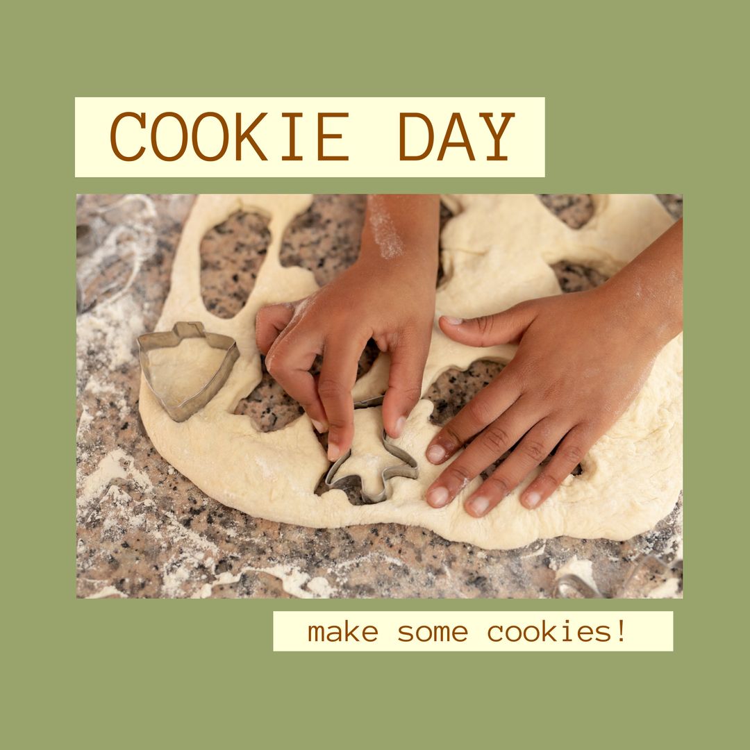 African American Child Cutting Cookie Dough During Cookie Day - Download Free Stock Templates Pikwizard.com