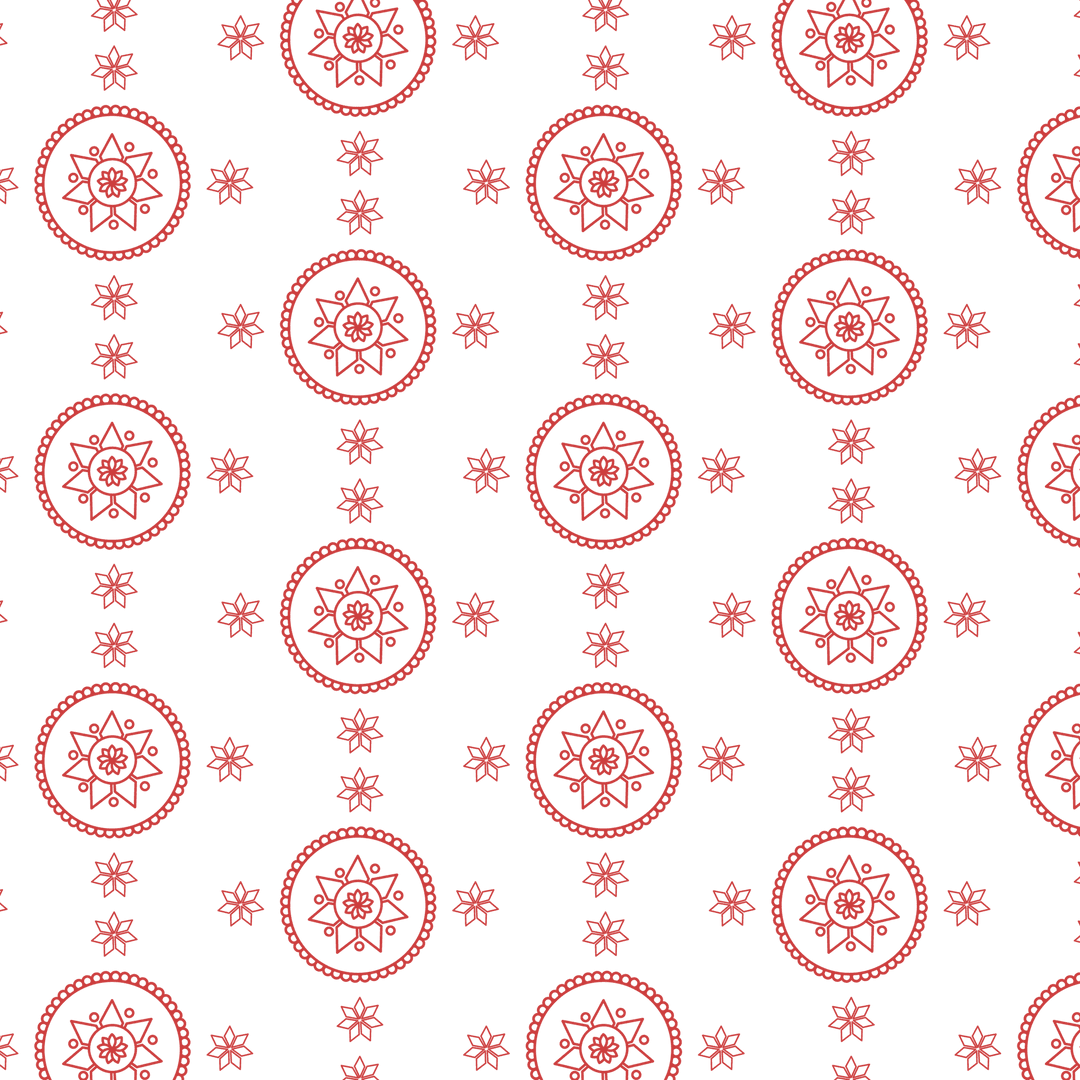 Seamless Red Floral Motif on Transparent Background