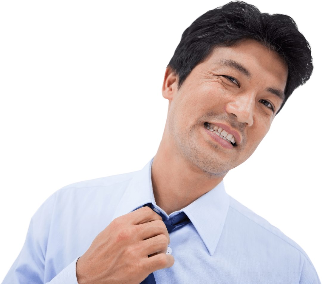 Transparent Background of Businessman Loosening Tie