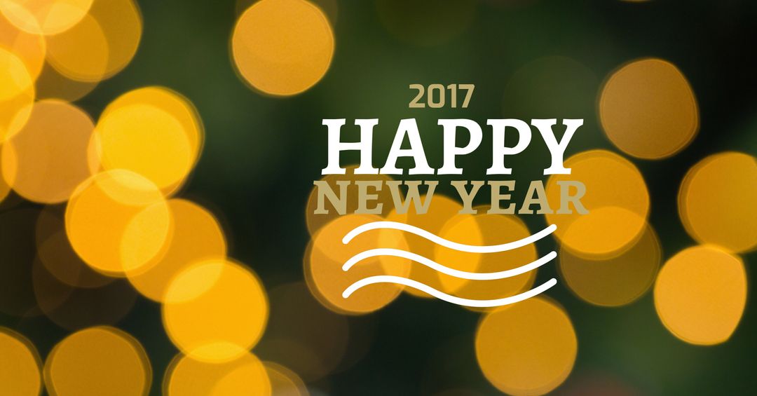 Festive Happy New Year Greeting with Golden Bokeh Lights