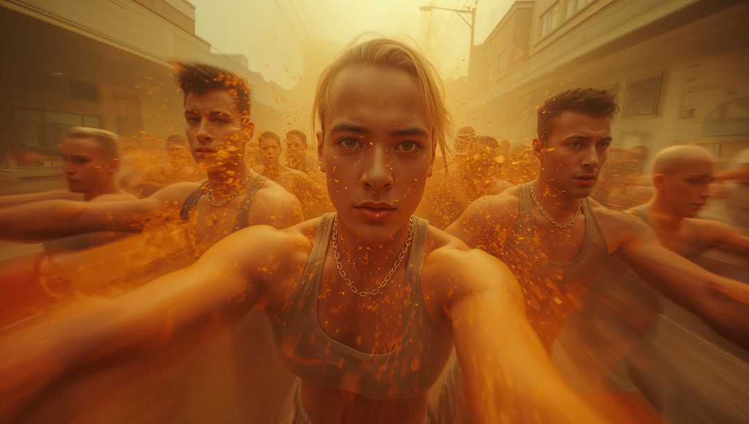 Dynamic Urban Dance Performance with Energetic Motion and Color Explosion