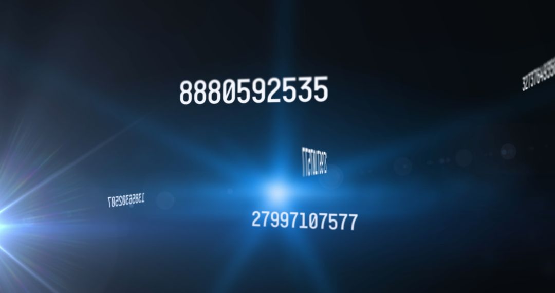 Floating Numbers Glowing Blue Digital Data