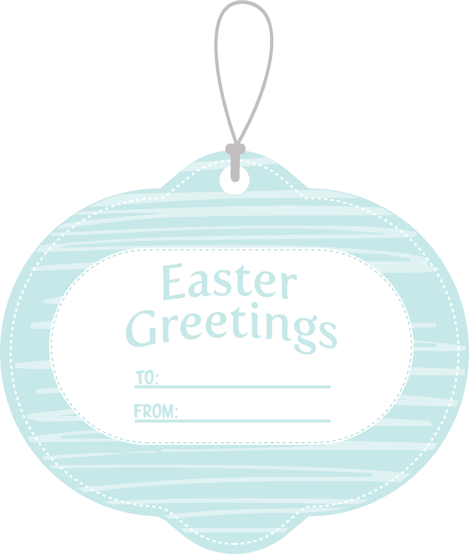 Tag with Easter Greetings Text on Transparent Background